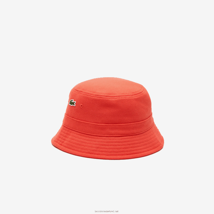 Lacoste vissershoedje van biologisch katoen 0828H2189 oranje 02k Heren