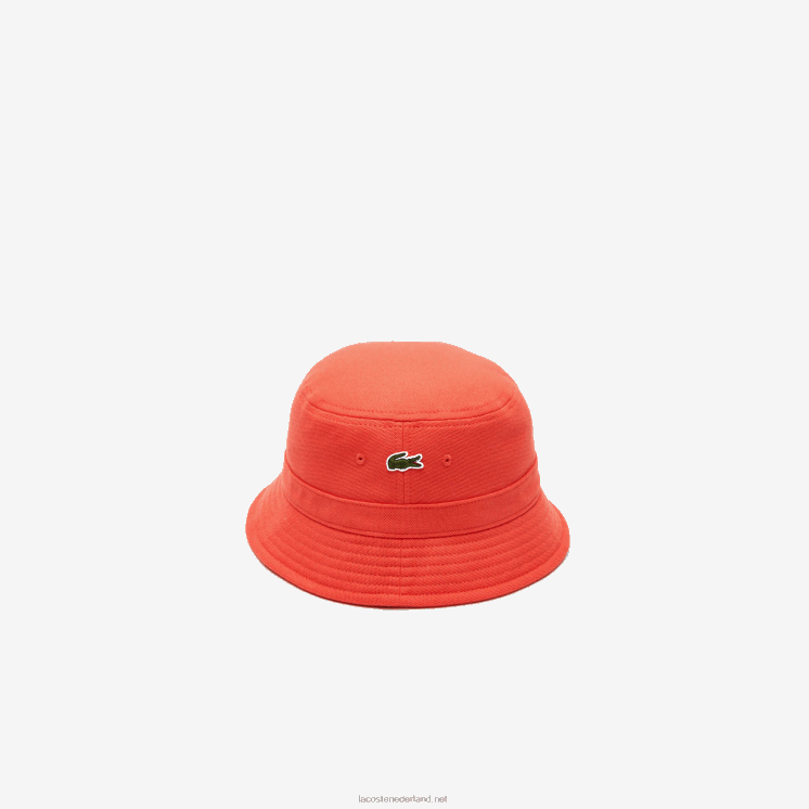Lacoste vissershoedje van biologisch katoen 0828H2189 oranje 02k Heren