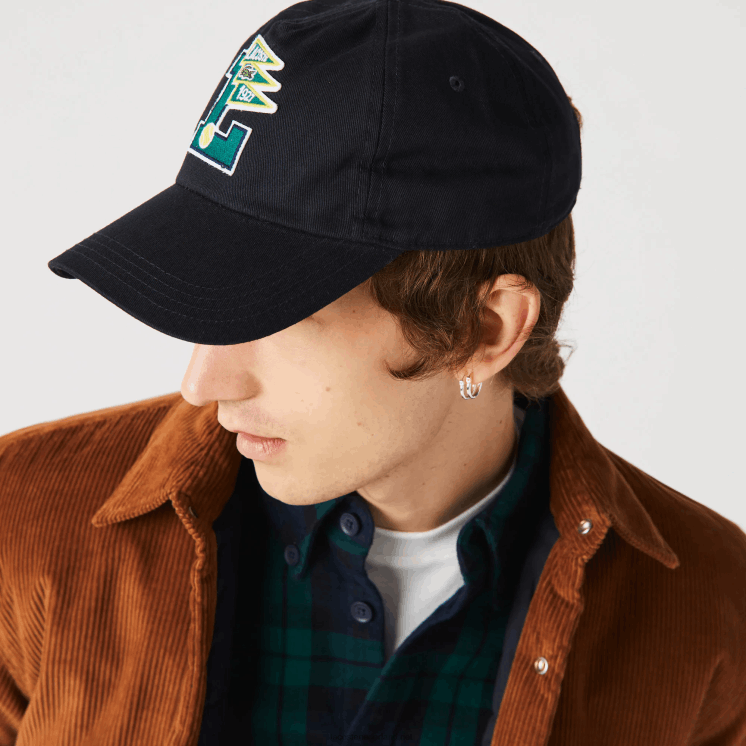 Lacoste wimpels l pet van biologisch katoen 0828H2301 marineblauw hde Heren