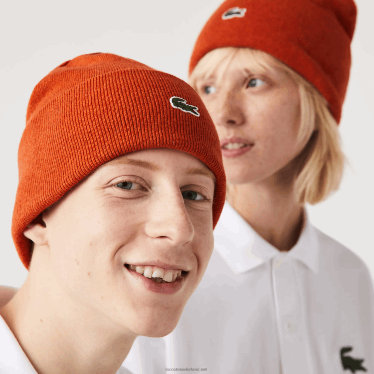 Lacoste wollen muts 0828H2292 oranje uy6 Heren