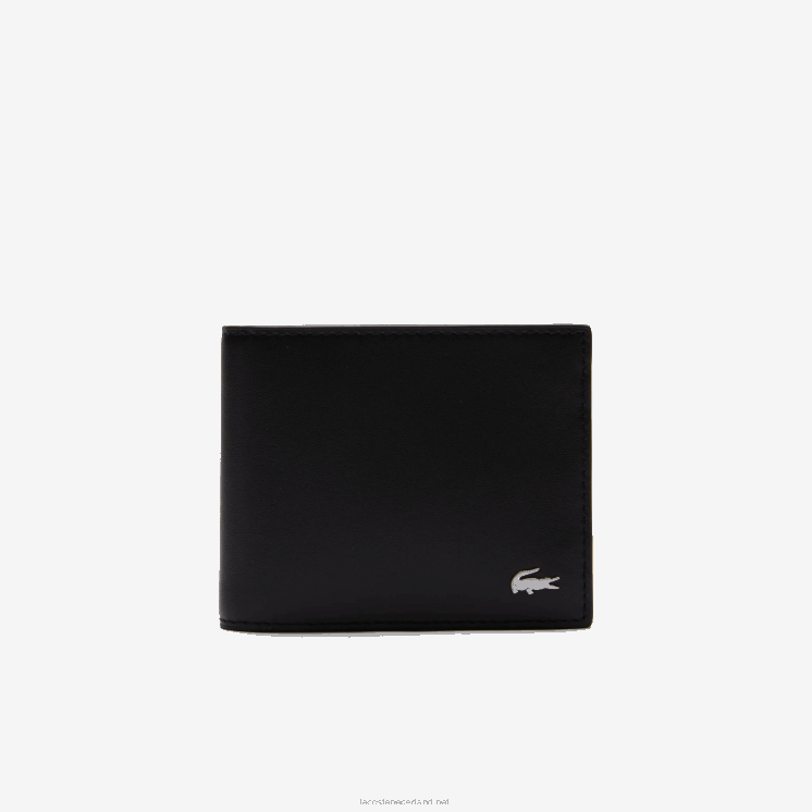 Lacoste Fitzgerald lederen portemonnee met zes kaarten 0828H1953 zwart 000 Heren
