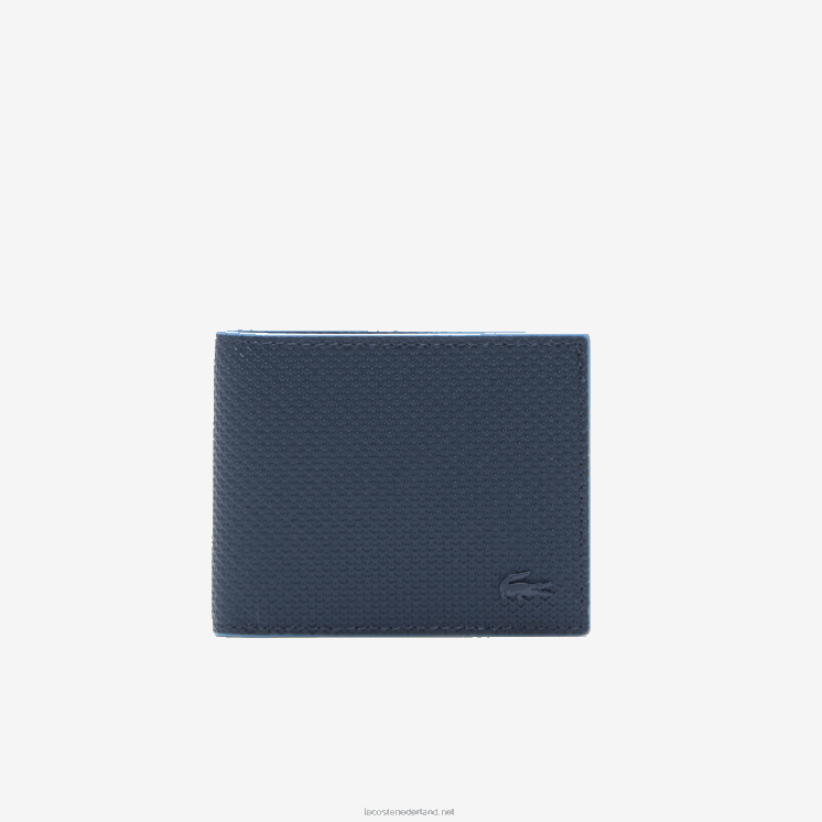 Lacoste chantaco piqué leren portemonnee met drie kaarten 0828H2064 marine 166 argentijnse k39 Heren