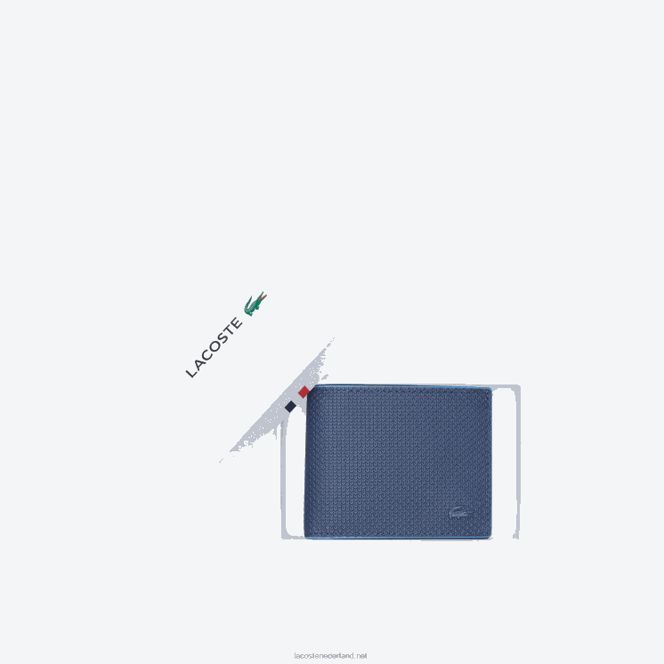Lacoste chantaco piqué leren portemonnee met drie kaarten 0828H2064 marine 166 argentijnse k39 Heren