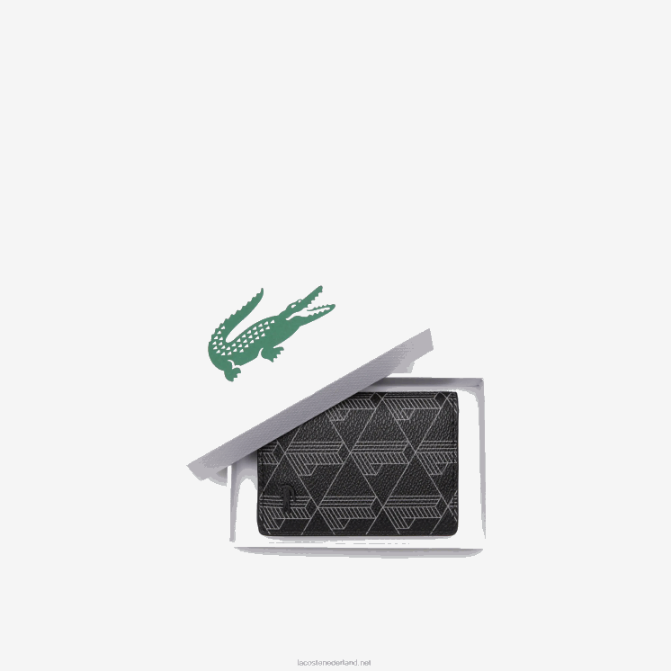 Lacoste de blend verticale kaarthouder met monogramprint 0828H1990 monogram zwart grijs h45 Heren