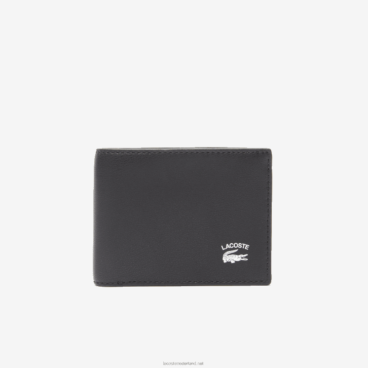 Lacoste interieur kaartsleuf opvouwbare portemonnee 0828H1994 zwart 000 Heren