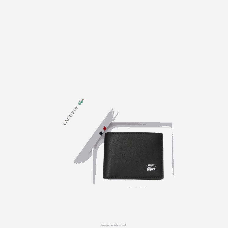 Lacoste interieur kaartsleuf opvouwbare portemonnee 0828H1994 zwart 000 Heren