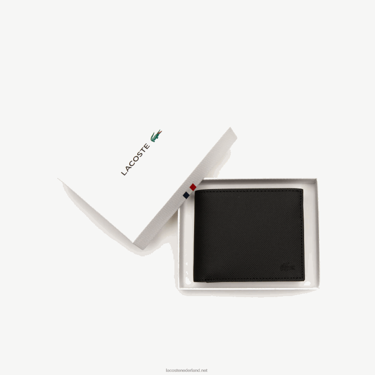 Lacoste klassieke petit pique portemonnee met drie kaarten 0828H2060 zwart 000 Heren