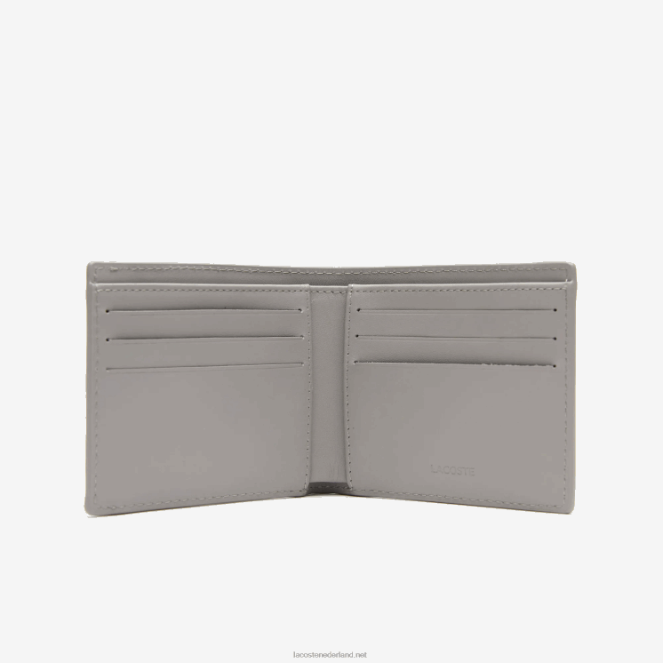 Lacoste opvouwbare portemonnee met contrasterende voering 0828H1989 ciment floride noir l69 Heren
