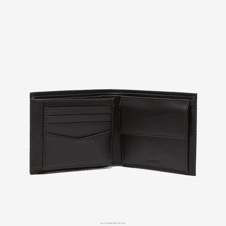 Lacoste opvouwbare portemonnee van kalfsleer 0828H2125 zwart 000 Heren
