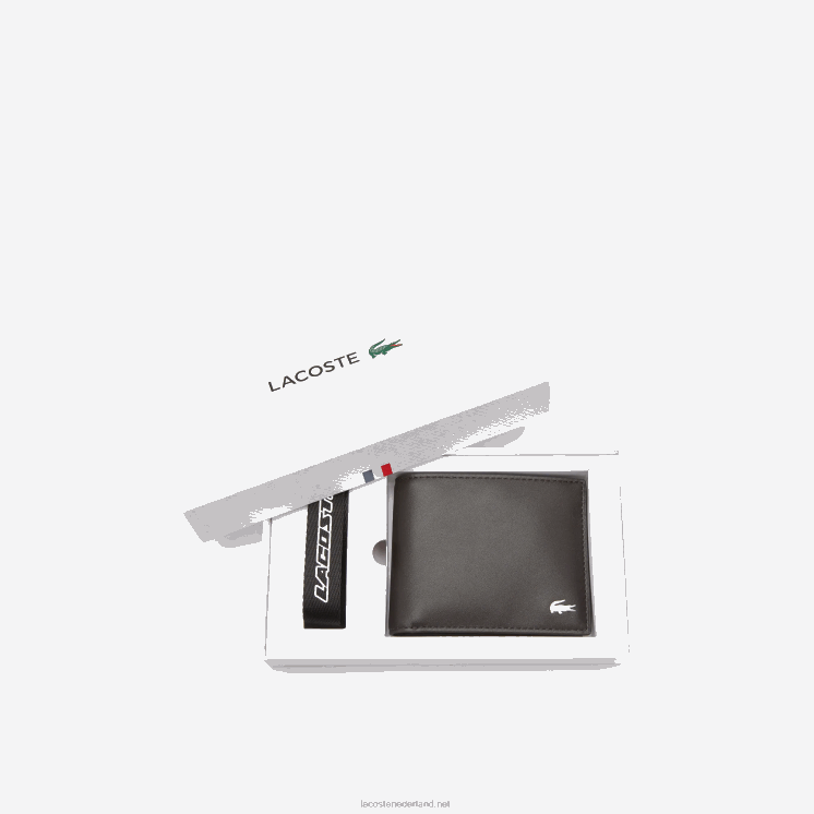 Lacoste portemonnee en bijpassende sleutelhanger cadeauset 0828H2128 28 Heren