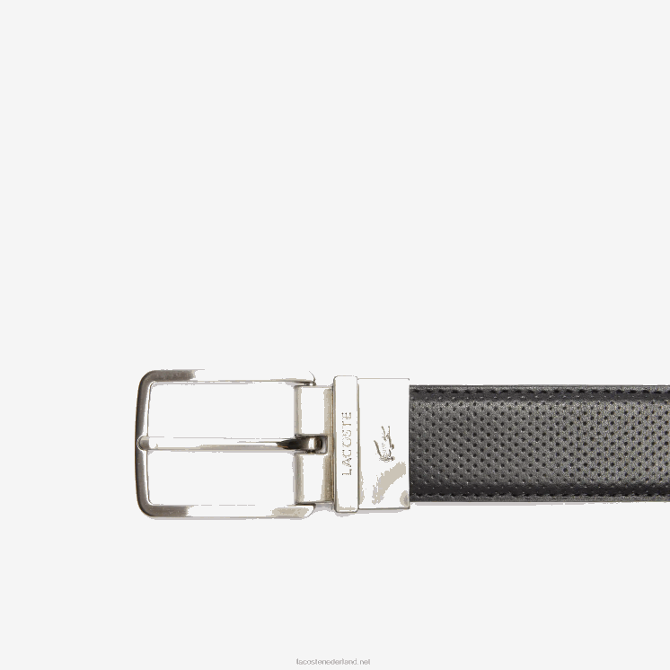 Lacoste Omkeerbare piqué lederen riem met gegraveerde gesp 0828H2077 zwart 000 Heren