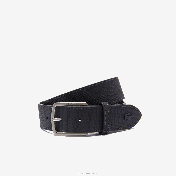 Lacoste Omkeerbare piqué lederen riem met gegraveerde gesp 0828H2079 28 Heren