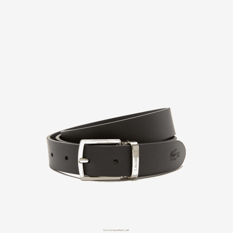 Lacoste cadeauset met speld en platte gespriem 0828H2111 zwarte magneet j10 Heren