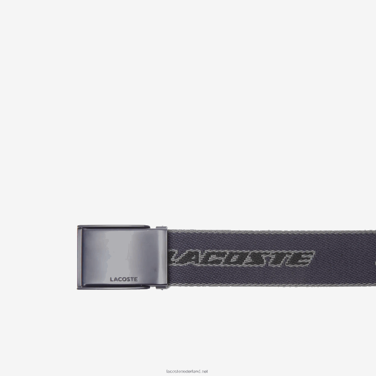 Lacoste canvas riem met contrasterend merk 0828H2114 abimes donkere schaduw noir l12 Heren
