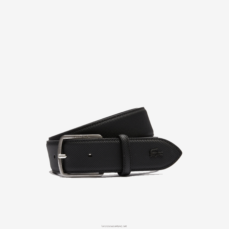 Lacoste piqué canvas riem met gegraveerde gesp 0828H2087 zwart 000 Heren