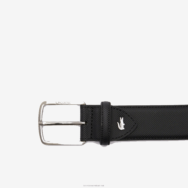 Lacoste piqué canvas riem met gegraveerde gesp 0828H2087 zwart 000 Heren