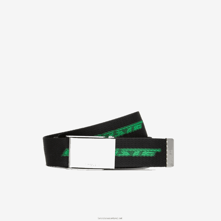 Lacoste riem met contrasterende logoprint 0828H1958 zwart estragon groen 132 m03 Heren