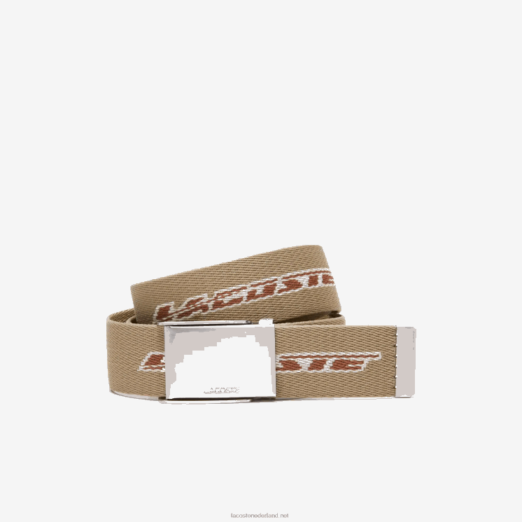 Lacoste riem met contrasterende logoprint 0828H1960 leeuw pecan farine m04 Heren