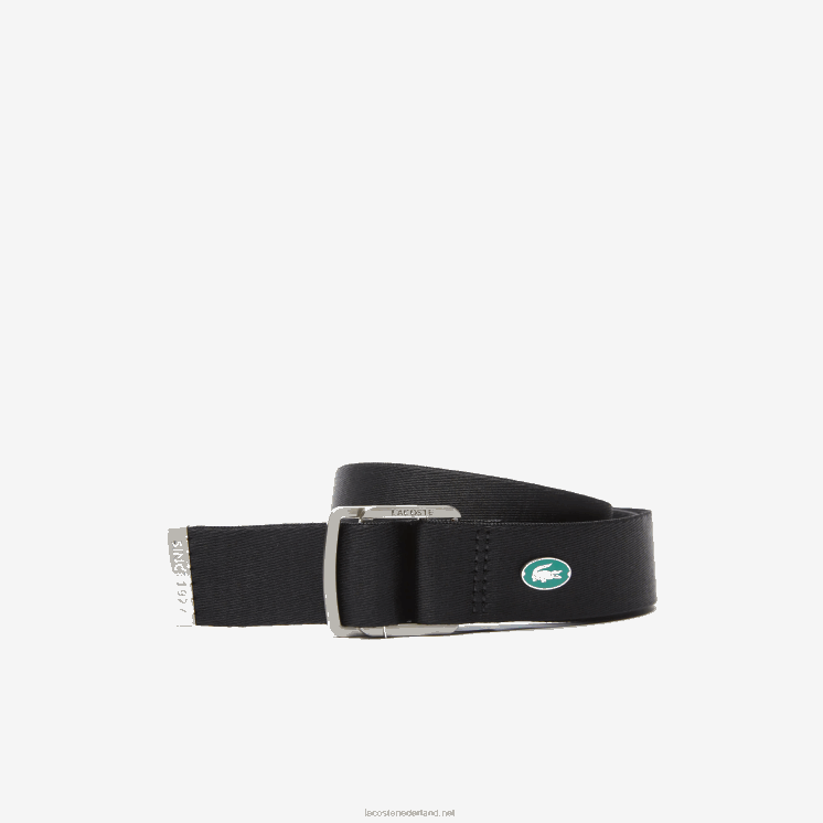 Lacoste riem van contrasterend krokodillenleer 0828H2118 zwart 000 Heren