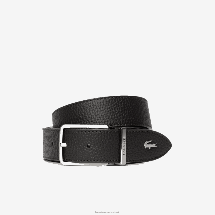 Lacoste riem van generfd leer met gegraveerde gesp 0828H2097 28 Heren