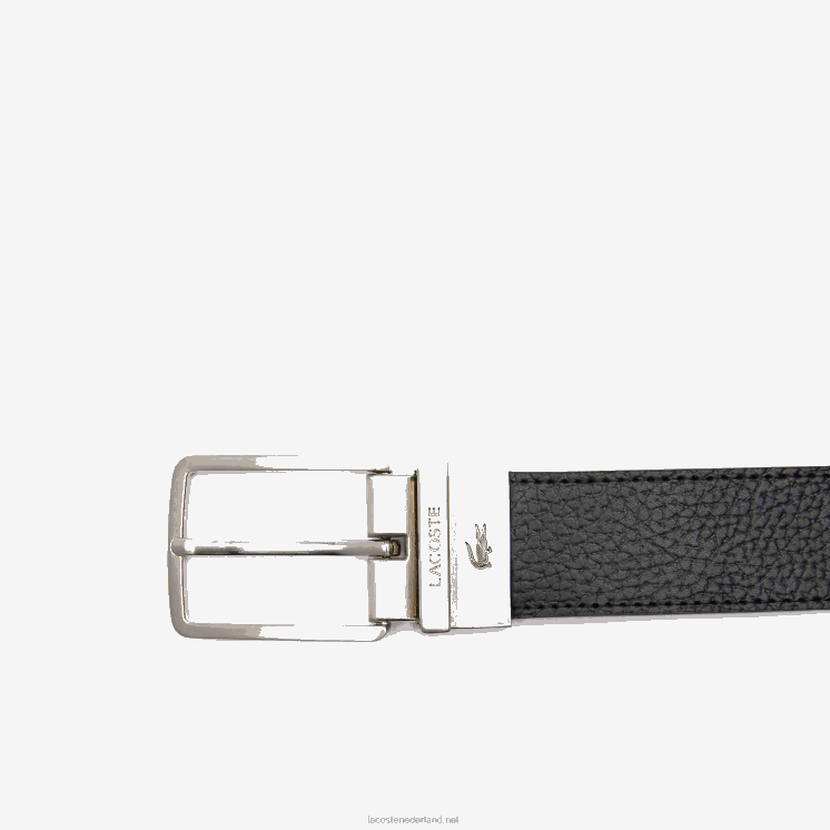 Lacoste riem van generfd leer met gegraveerde gesp 0828H2098 zwart 000 Heren