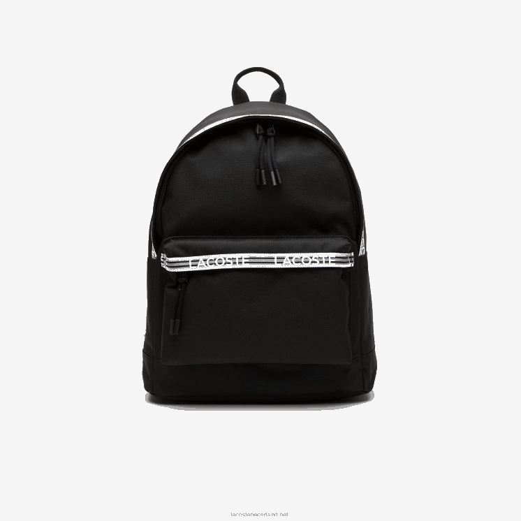 Lacoste Neocroc-rugzak met logobanden met ritssluiting 0828H2136 zwart wit 279 Heren