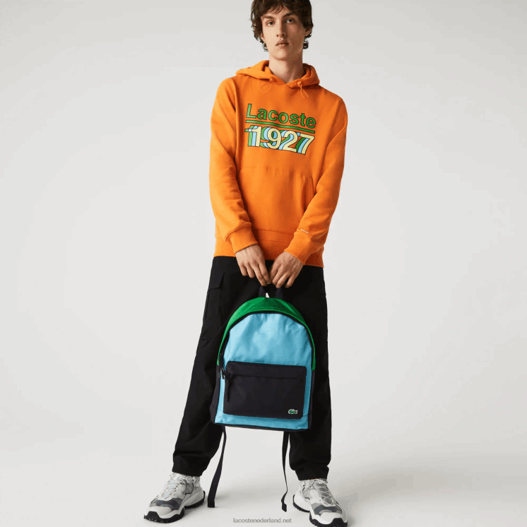 Lacoste canvas rugzak met kleurvlakken 0828H2069 abime malachiet azur h77 Heren