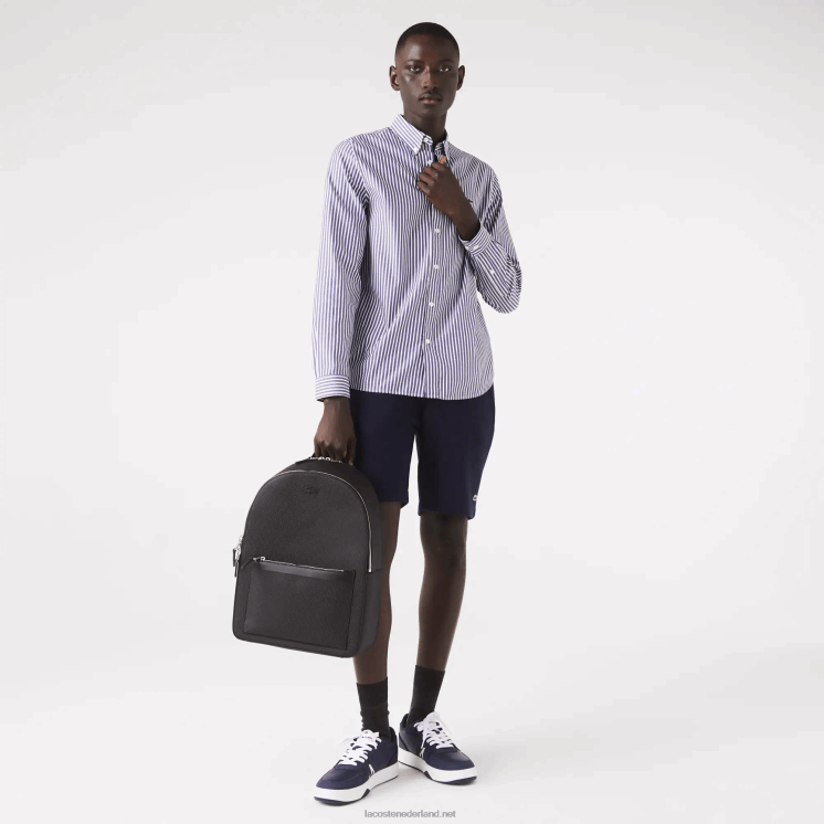 Lacoste chantaco mat gestikte leren rugzak 0828H2022 zwart 000 Heren