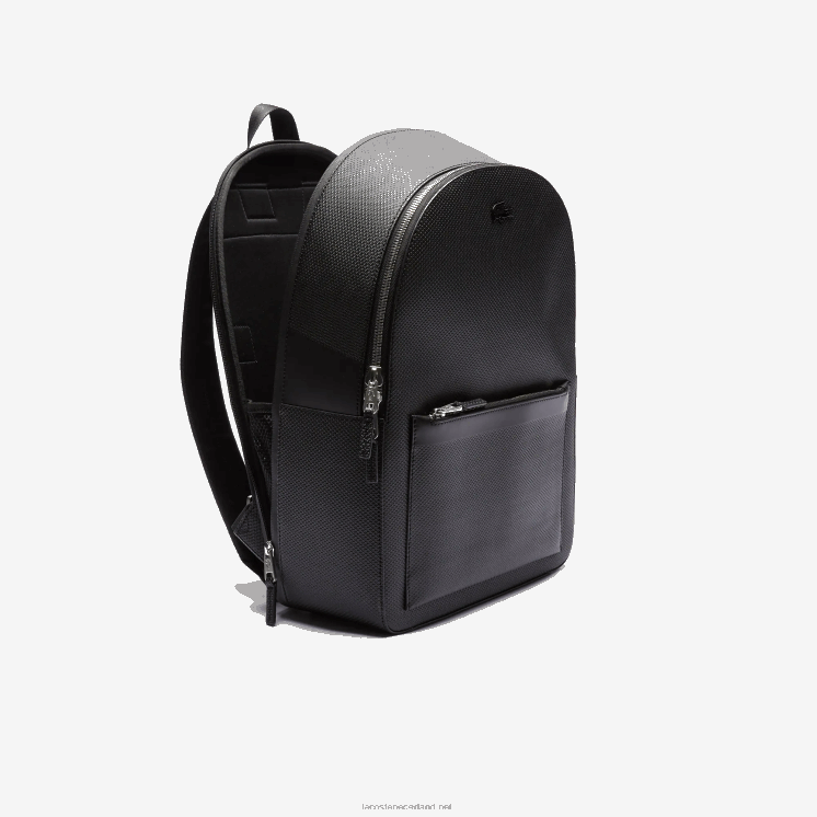 Lacoste chantaco mat gestikte leren rugzak 0828H2022 zwart 000 Heren