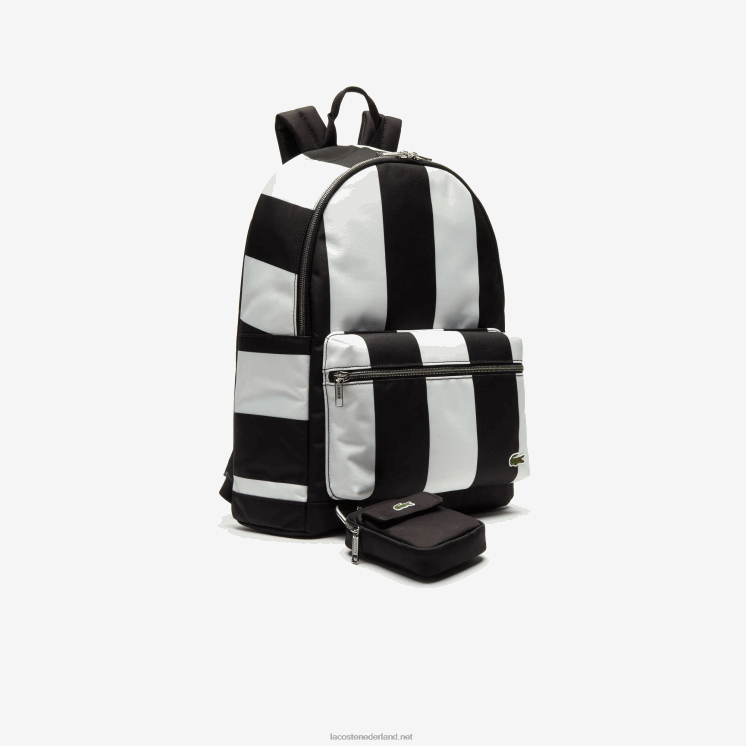 Lacoste live afneembare buidel gestreepte rugzak 0828H2055 zwart wit 279 Heren