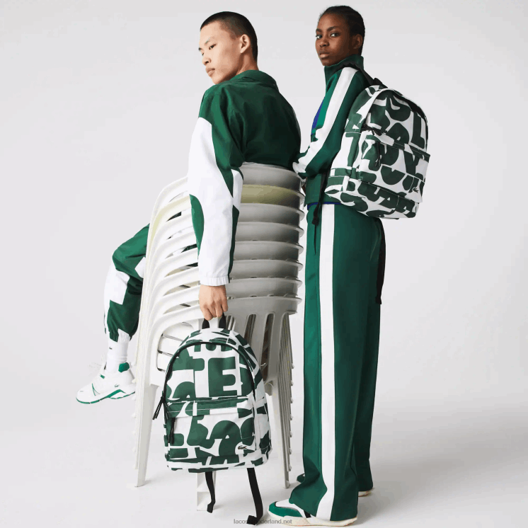 Lacoste neocroc gedestructureerde kenmerkende canvas rugzak 0828H2045 allover print croco carré j42 Heren