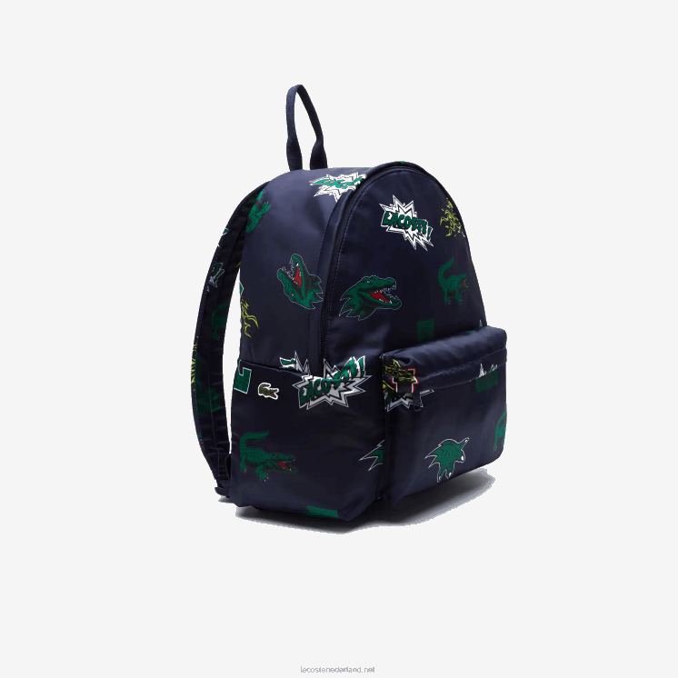 Lacoste rugzak met stripprint 0828H2096 marine 166 krokodillenleer l25 Heren