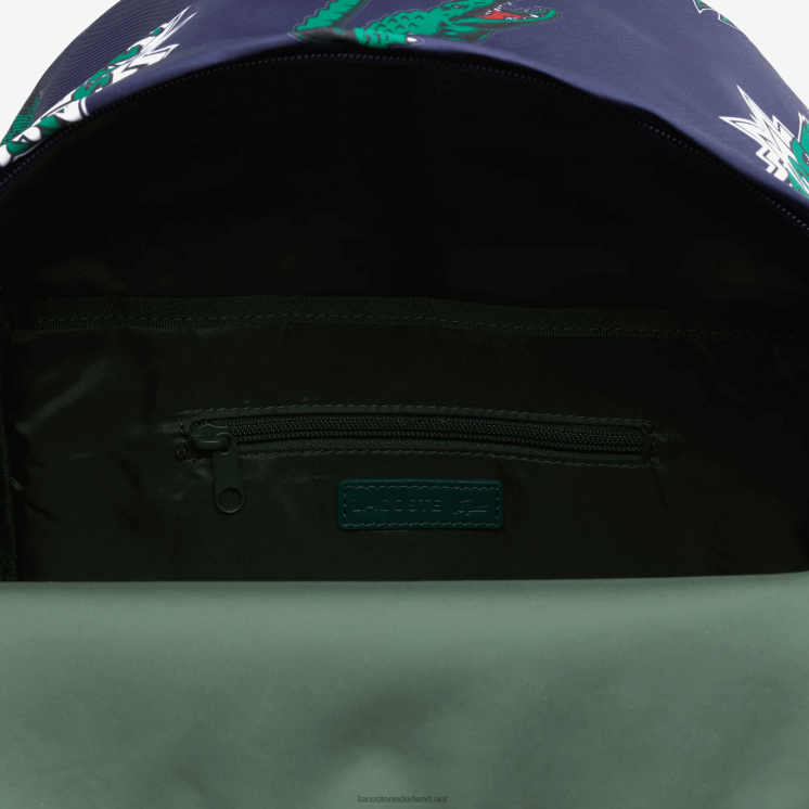 Lacoste rugzak met stripprint 0828H2096 marine 166 krokodillenleer l25 Heren