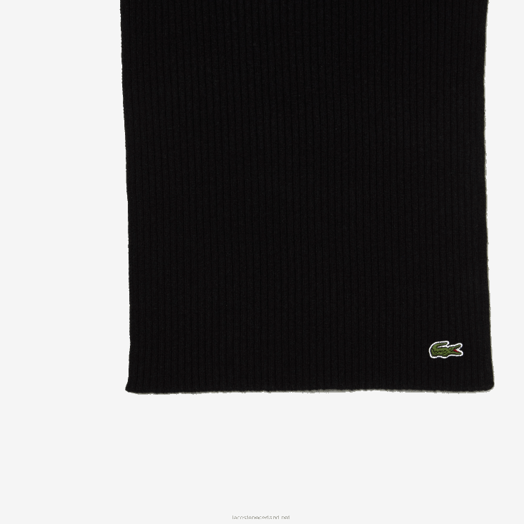 Lacoste geribbelde wollen sjaal 0828H2283 zwart 031 Heren