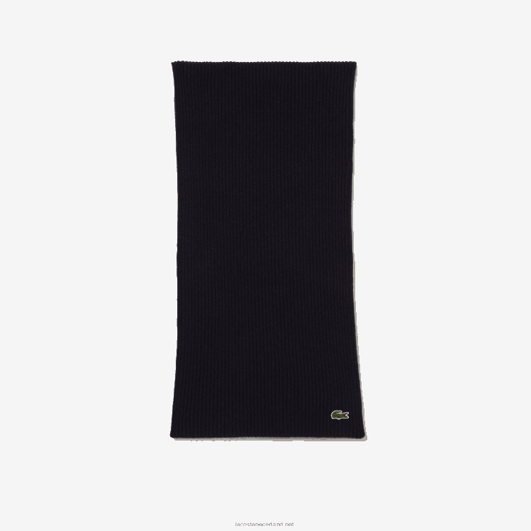 Lacoste geribbelde wollen sjaal 0828H2284 marineblauw 166 Heren