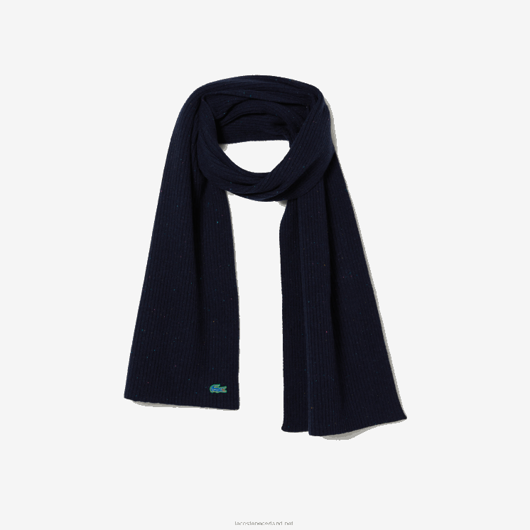 Lacoste gespikkelde wollen sjaal 0828H2302 marineblauw 7cg Heren