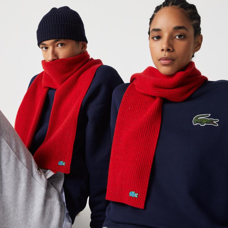 Lacoste gespikkelde wollen sjaal 0828H2303 rood 7cq Heren