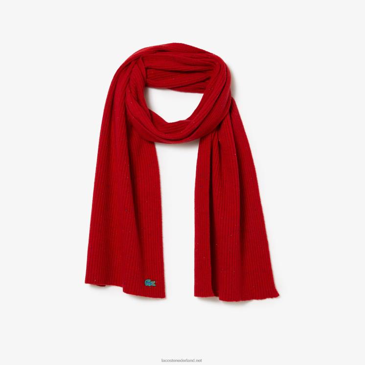 Lacoste gespikkelde wollen sjaal 0828H2303 rood 7cq Heren