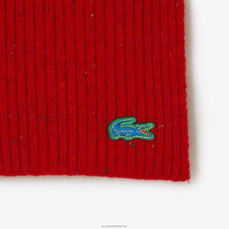 Lacoste gespikkelde wollen sjaal 0828H2303 rood 7cq Heren