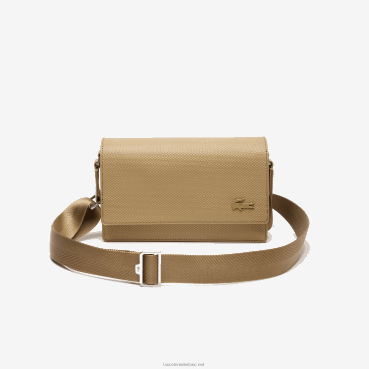 Lacoste Chantaco kalfsleren tas met klepsluiting 0828H1969 leeuw l32 Heren