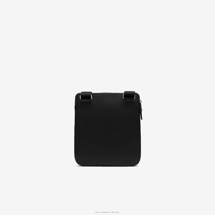Lacoste Chantaco mat piqué leren tas met platte rits 0828H2039 zwart 000 Heren
