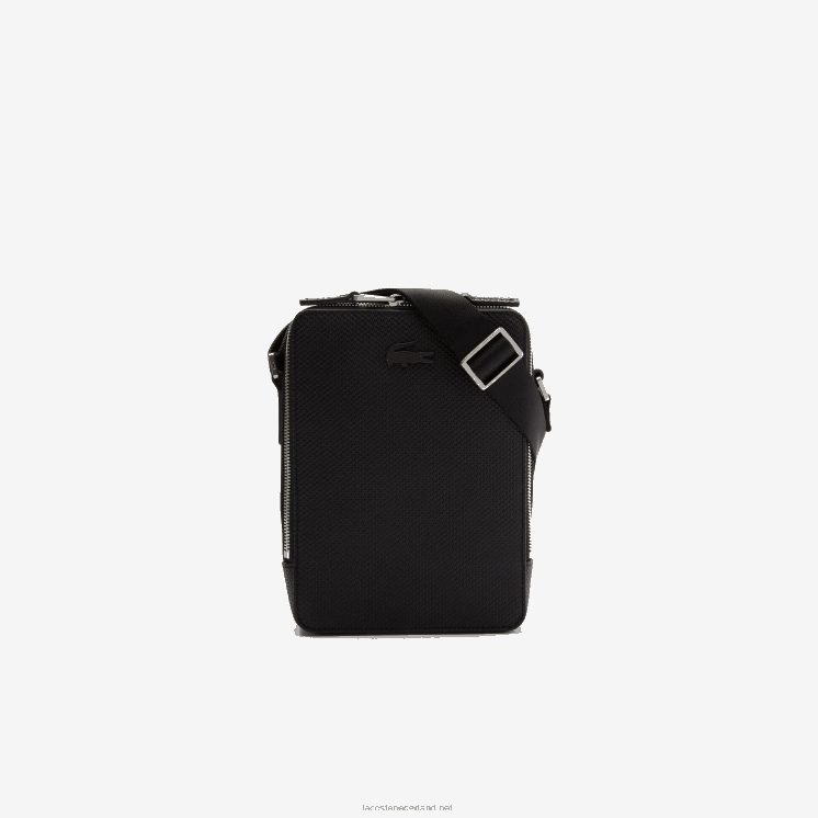 Lacoste chantaco mat gestikte leren verticale cameratas 0828H2025 zwart 000 Heren