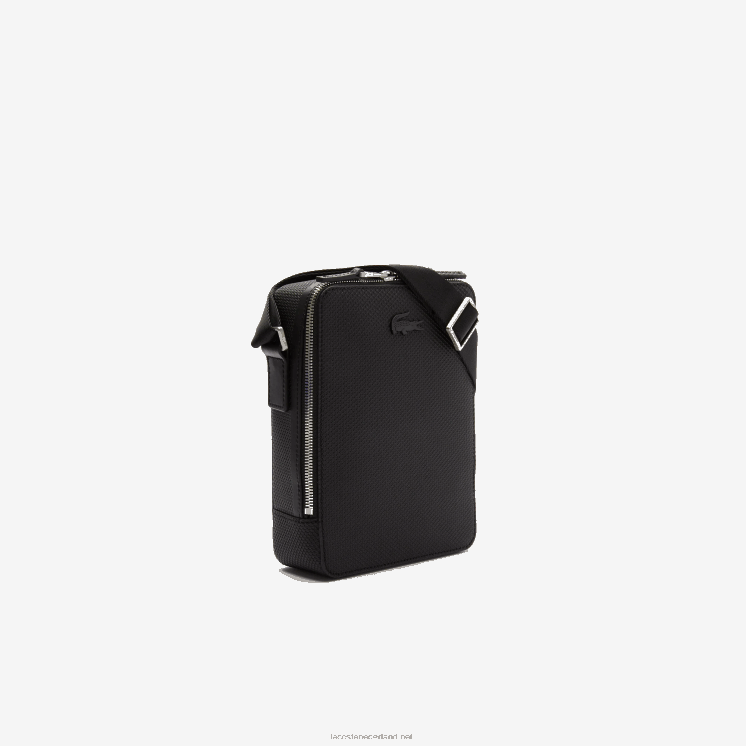 Lacoste chantaco mat gestikte leren verticale cameratas 0828H2025 zwart 000 Heren