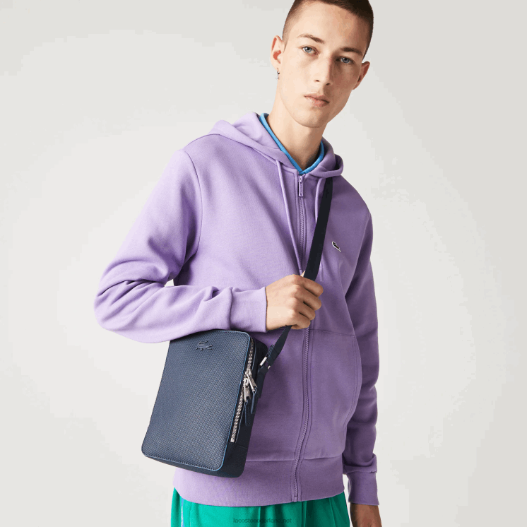 Lacoste chantaco mat gestikte leren verticale cameratas 0828H2026 marine 166 argentijnse k39 Heren