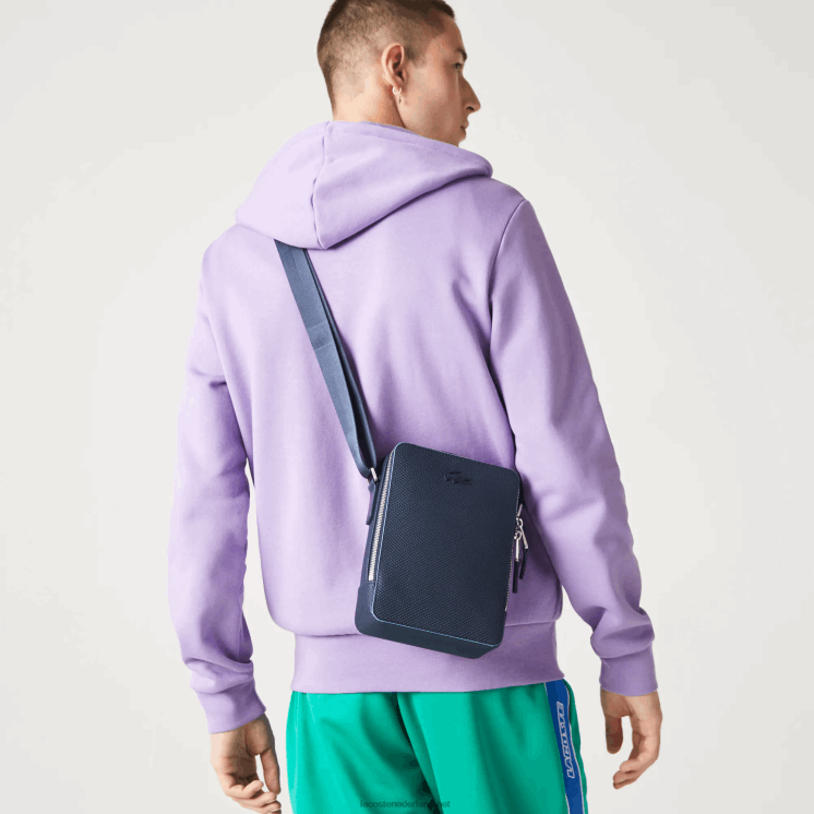 Lacoste chantaco mat gestikte leren verticale cameratas 0828H2026 marine 166 argentijnse k39 Heren