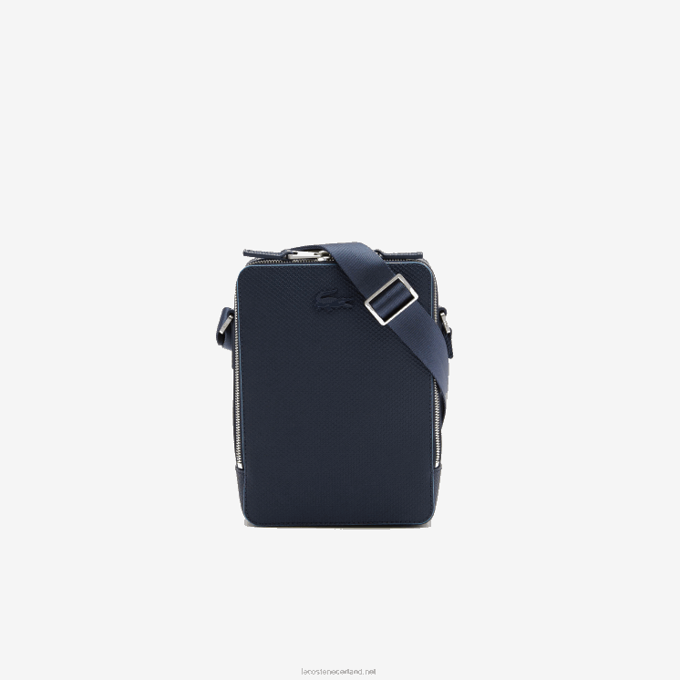 Lacoste chantaco mat gestikte leren verticale cameratas 0828H2026 marine 166 argentijnse k39 Heren