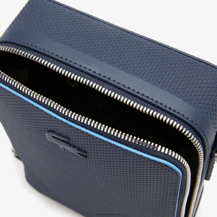 Lacoste chantaco mat gestikte leren verticale cameratas 0828H2026 marine 166 argentijnse k39 Heren