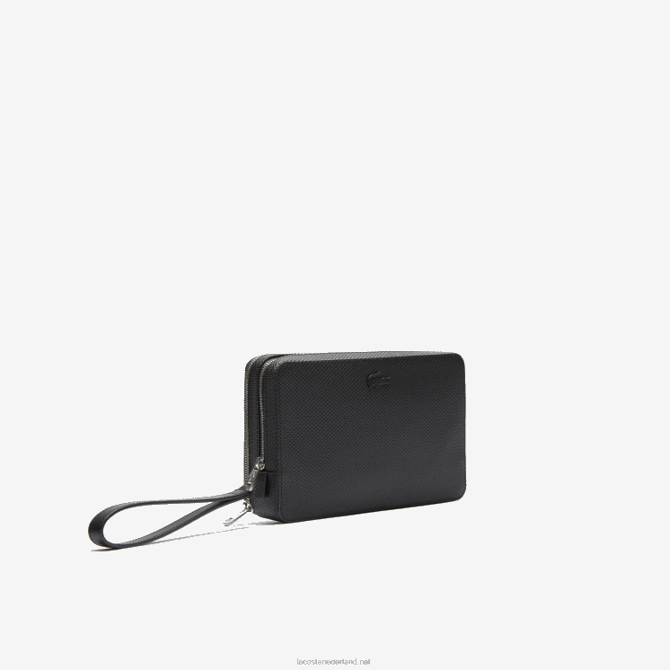 Lacoste chantaco piqué lederen ritszakje 0828H2009 zwart 000 Heren