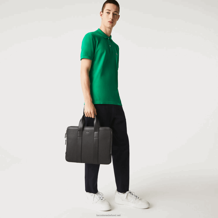 Lacoste chantaco piqué leren extra dunne computertas 0828H2074 zwart 000 Heren