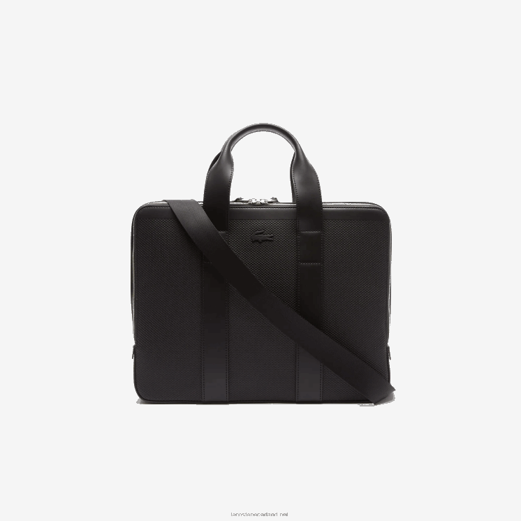 Lacoste chantaco piqué leren extra dunne computertas 0828H2074 zwart 000 Heren
